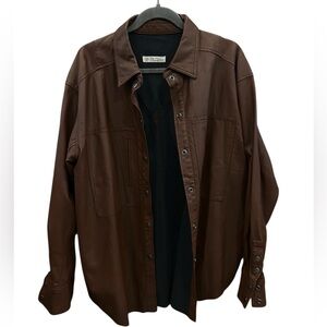 WE THE FREE Brown Faux Leather Shacket Sz M BNWOT
